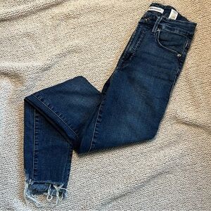 Good American Women's Blue Denim Skinny Jeans Raw Hem Size 0/25